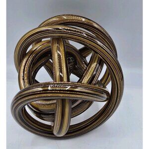 Hand Blown Glass Abstract Coiled Infinity Knot Glass Paperweight Figurine 4